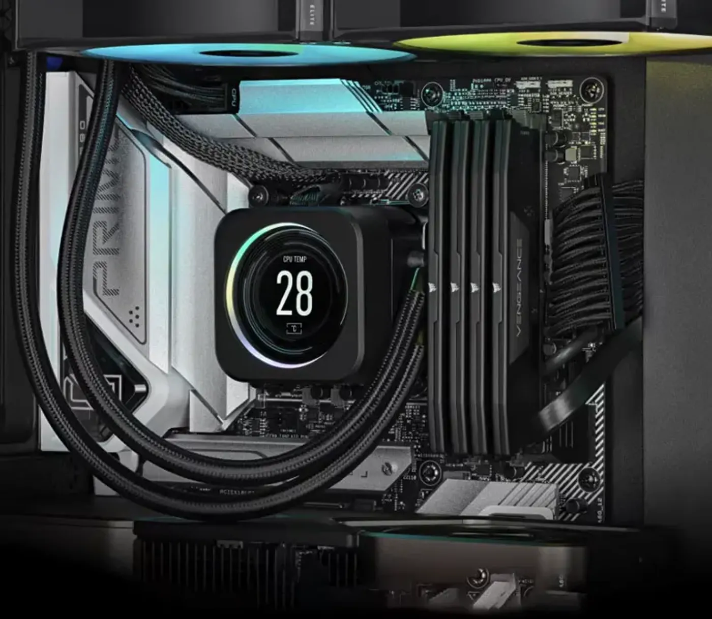 Corsair Vengeance DDR5 modules installed in a motherboard
