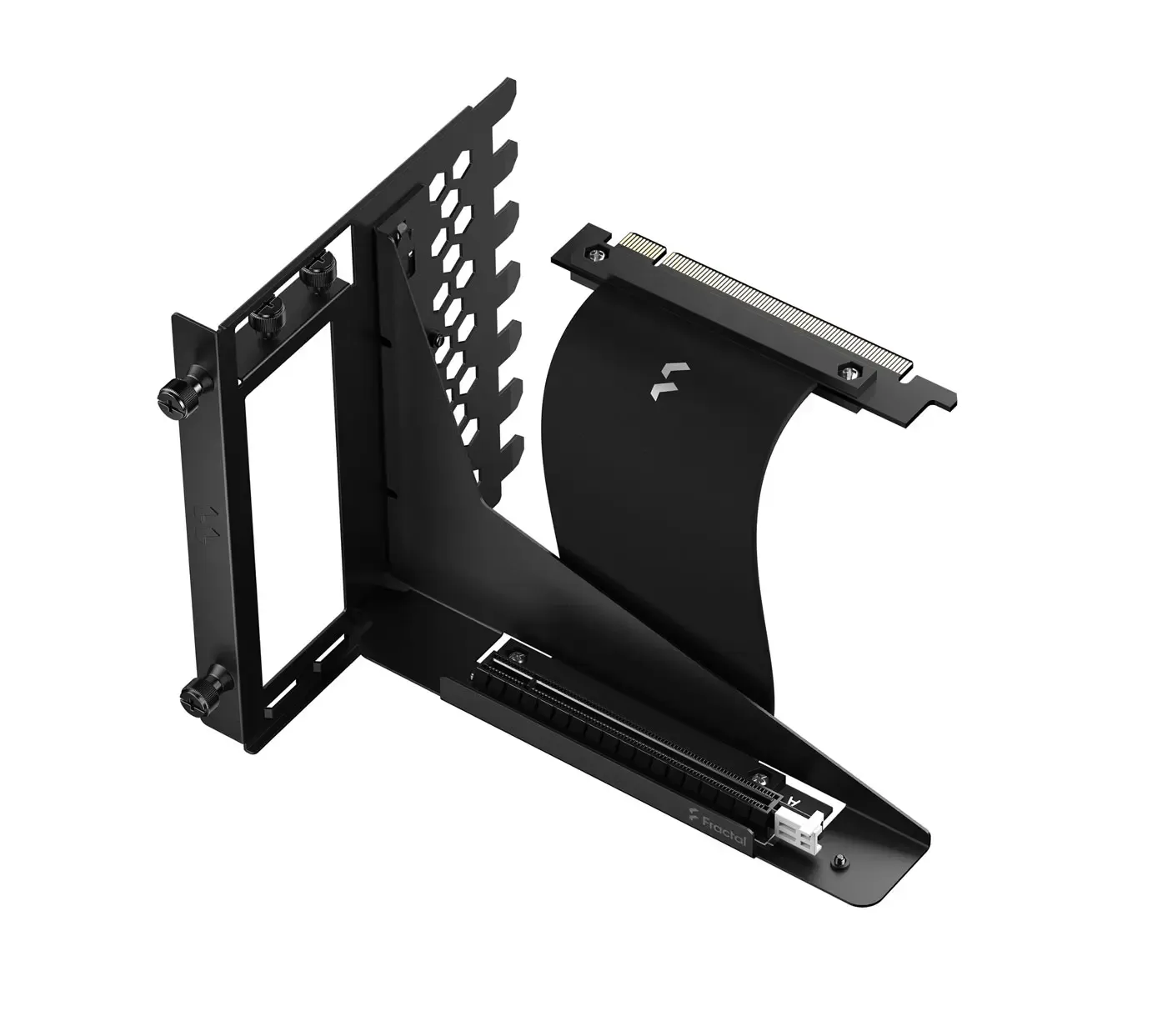 Fractal Design vertical GPU riser cable kit shown with its mounting bracket