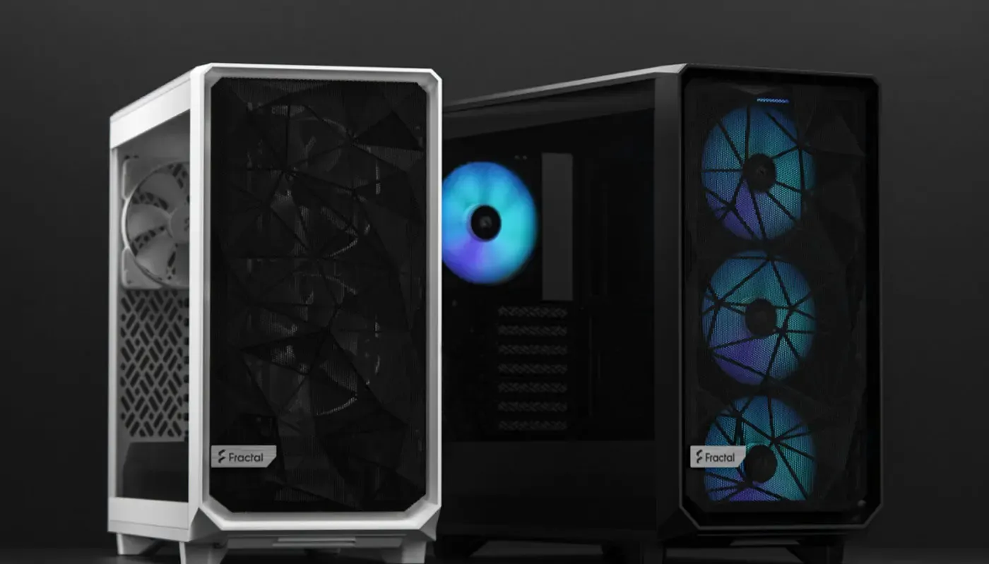 Fractal Design Meshify 2 Lite Black case with its light-tinted tempered glass side panel