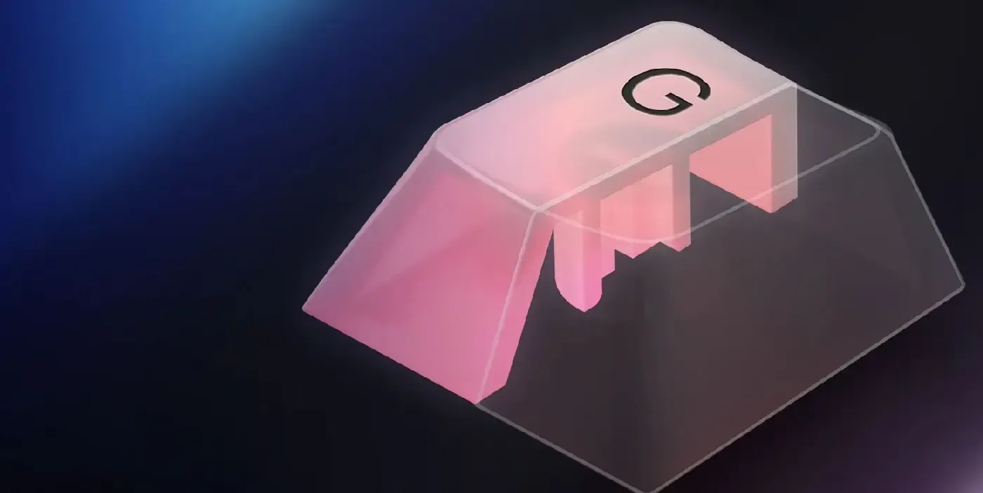 Textured polycarbonate surface of the Polychroma keycaps