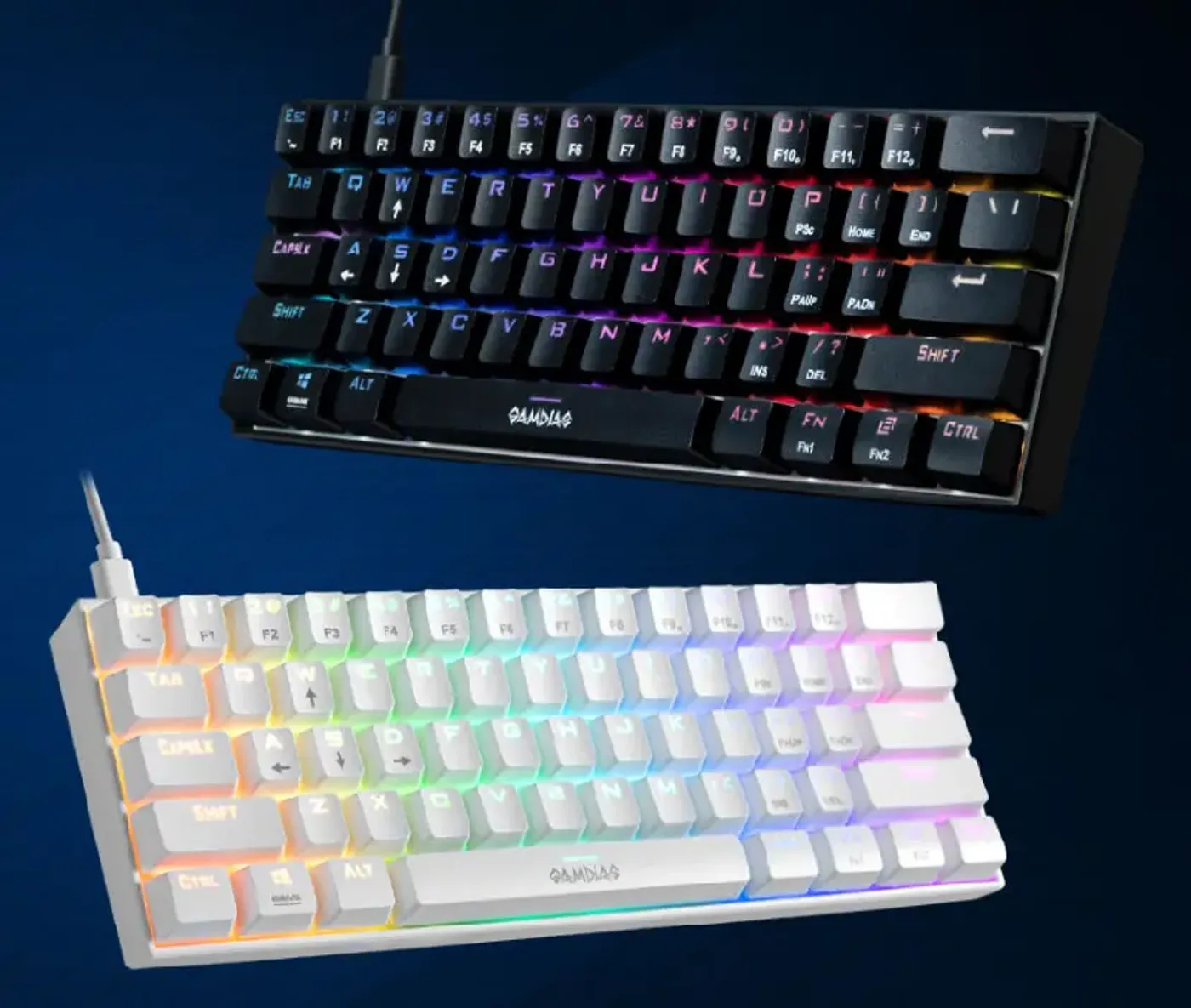 Gamdias Hermes E3 Gaming Keyboard featuring 61-key compact layout and RGB lighting