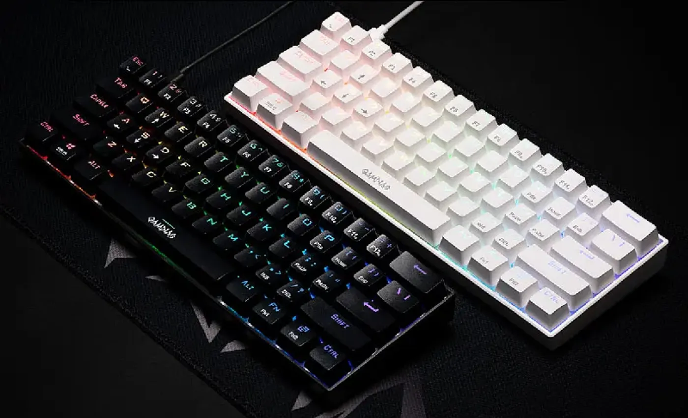 Gamdias Hermes E3 keyboard showcasing its compact 61-key design and sleek black finish