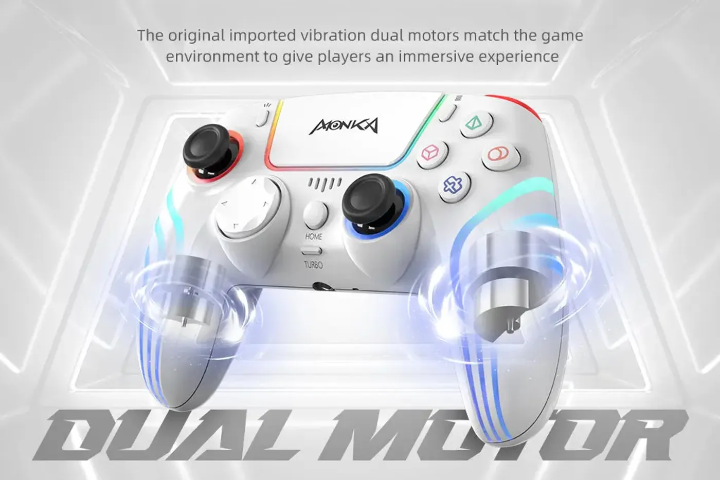 Close-up of the MARVO Monka Contra controller sticks and buttons