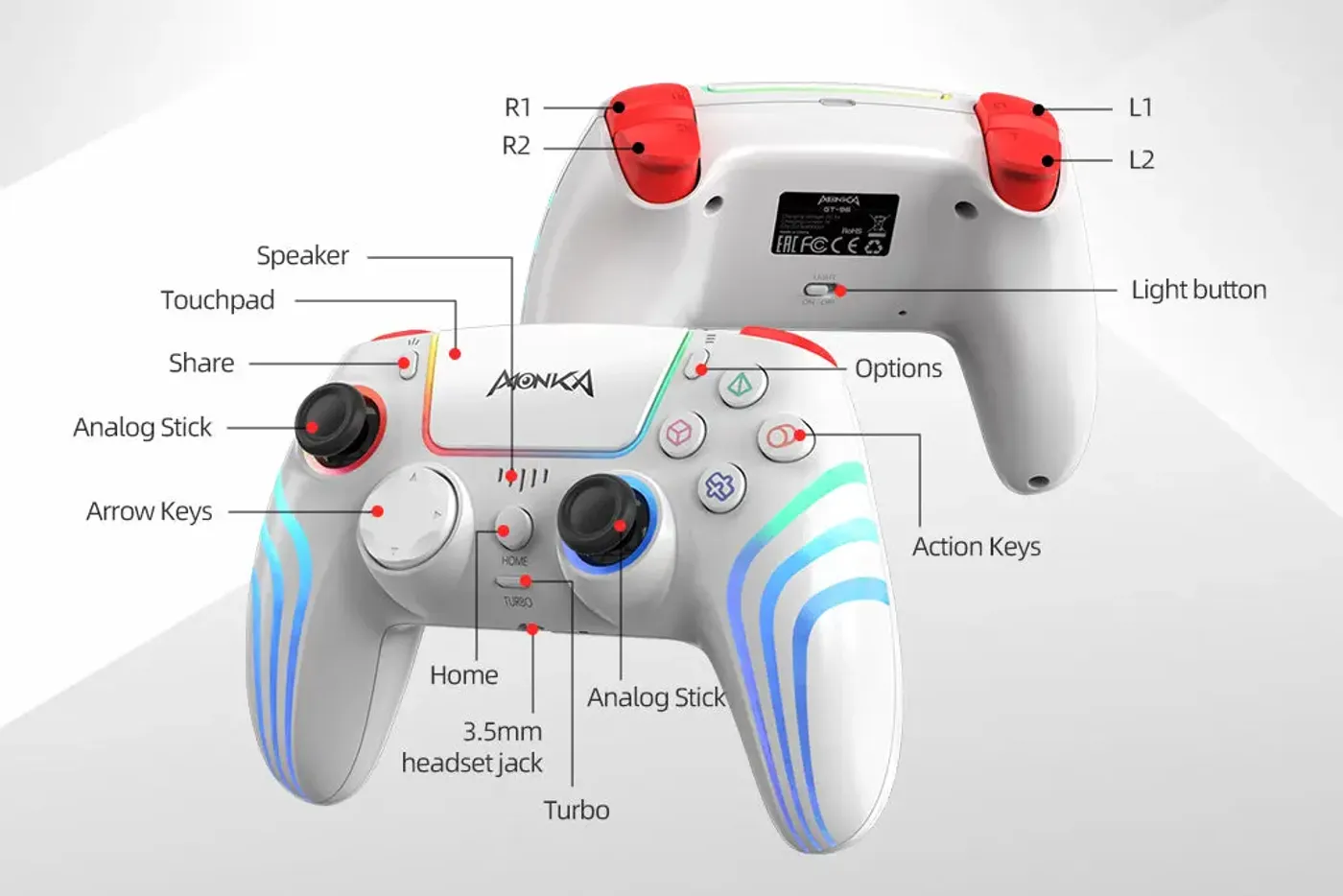 MARVO Monka Contra wireless controller shown in detail
