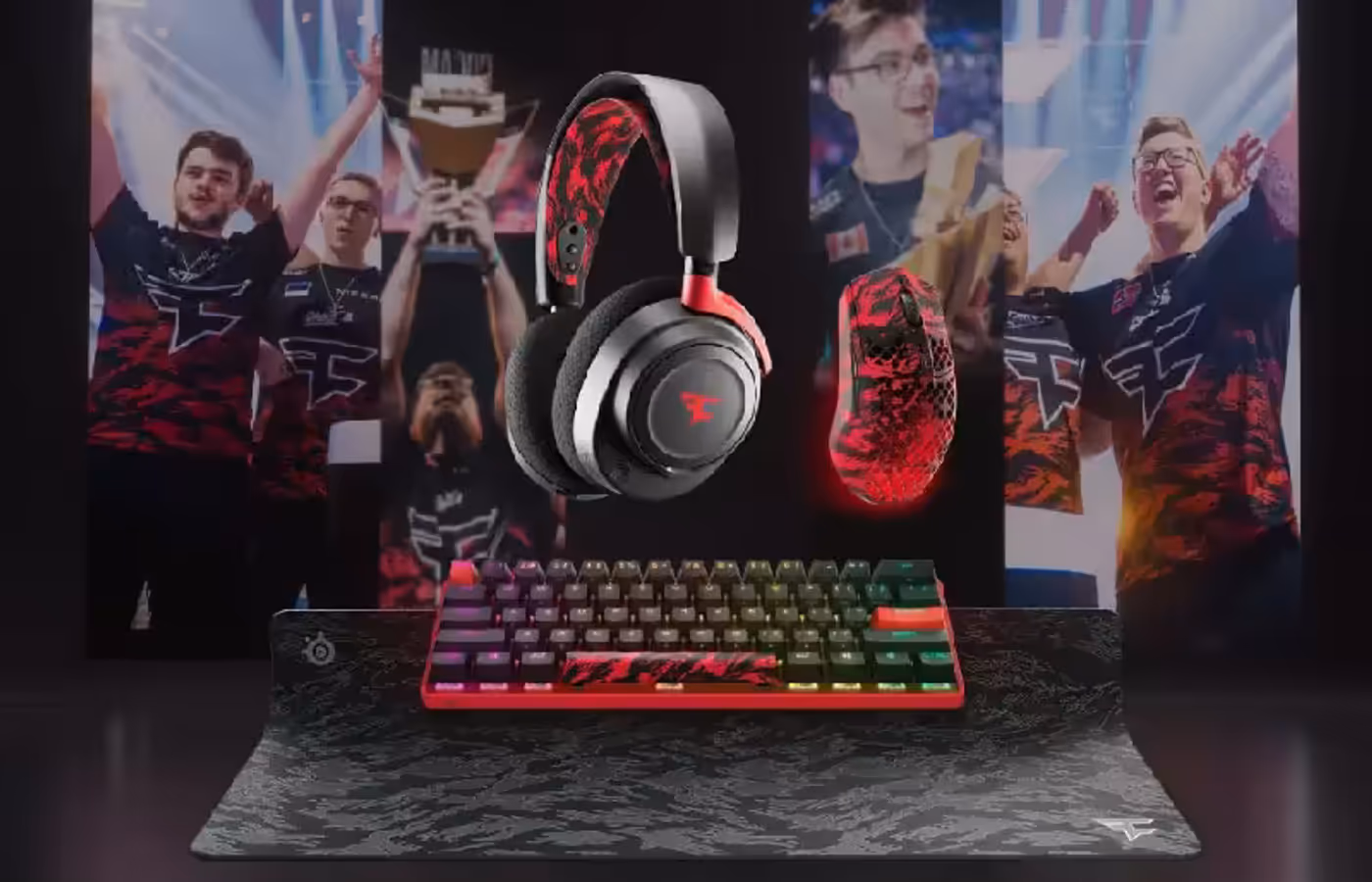 FaZe Clan Edition Arctis Nova 7 headset showing its ear cushions and adjustable band