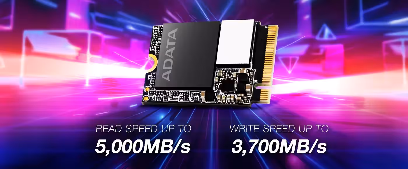 ADATA XPG GAMMIX S55 M.2 SSD illustrating its sequential read and write speeds