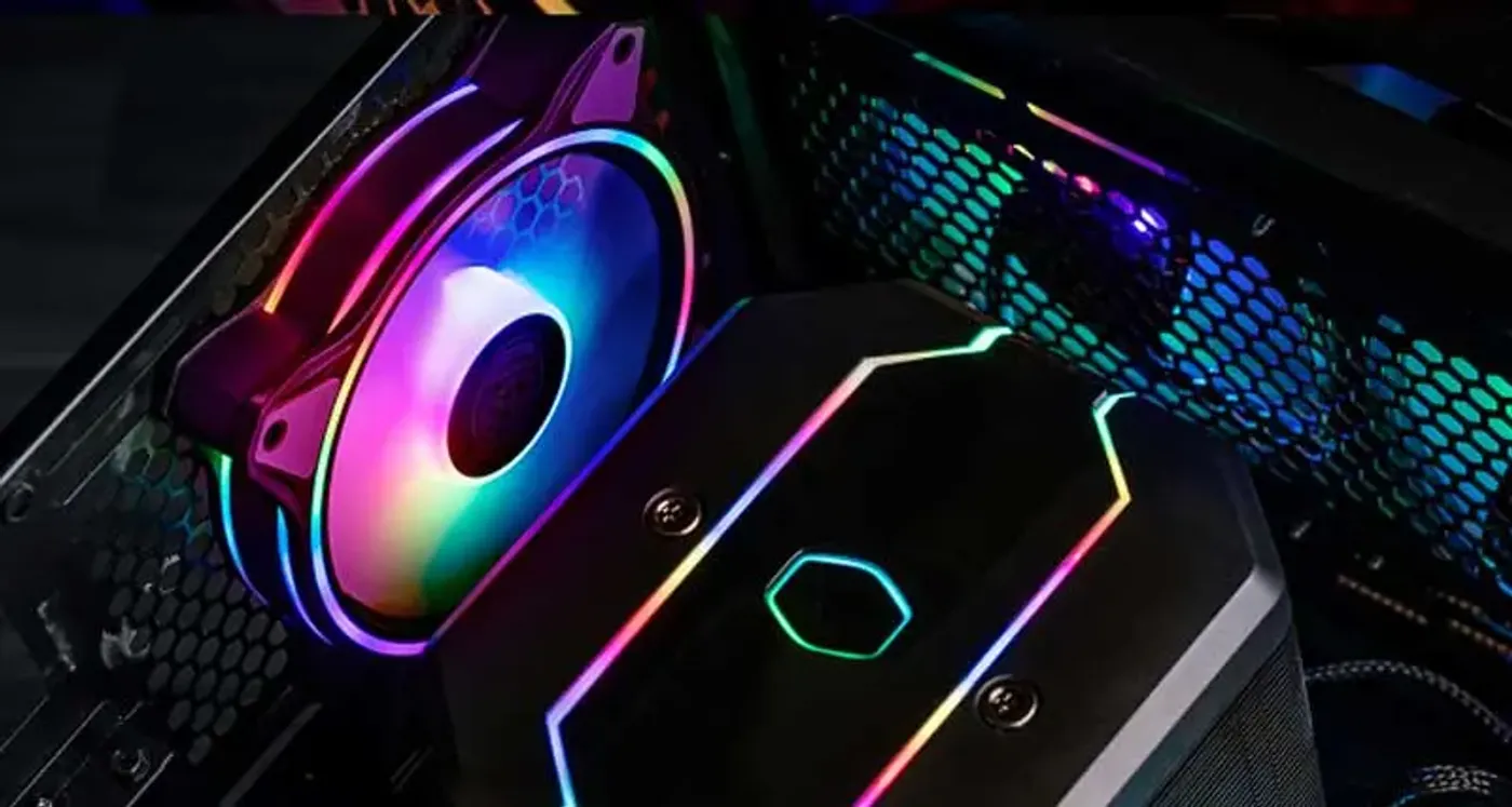 Cooler Master MasterFan MF120 Duo-Ring Halo Case Fan RGB Lighting - Desktop View