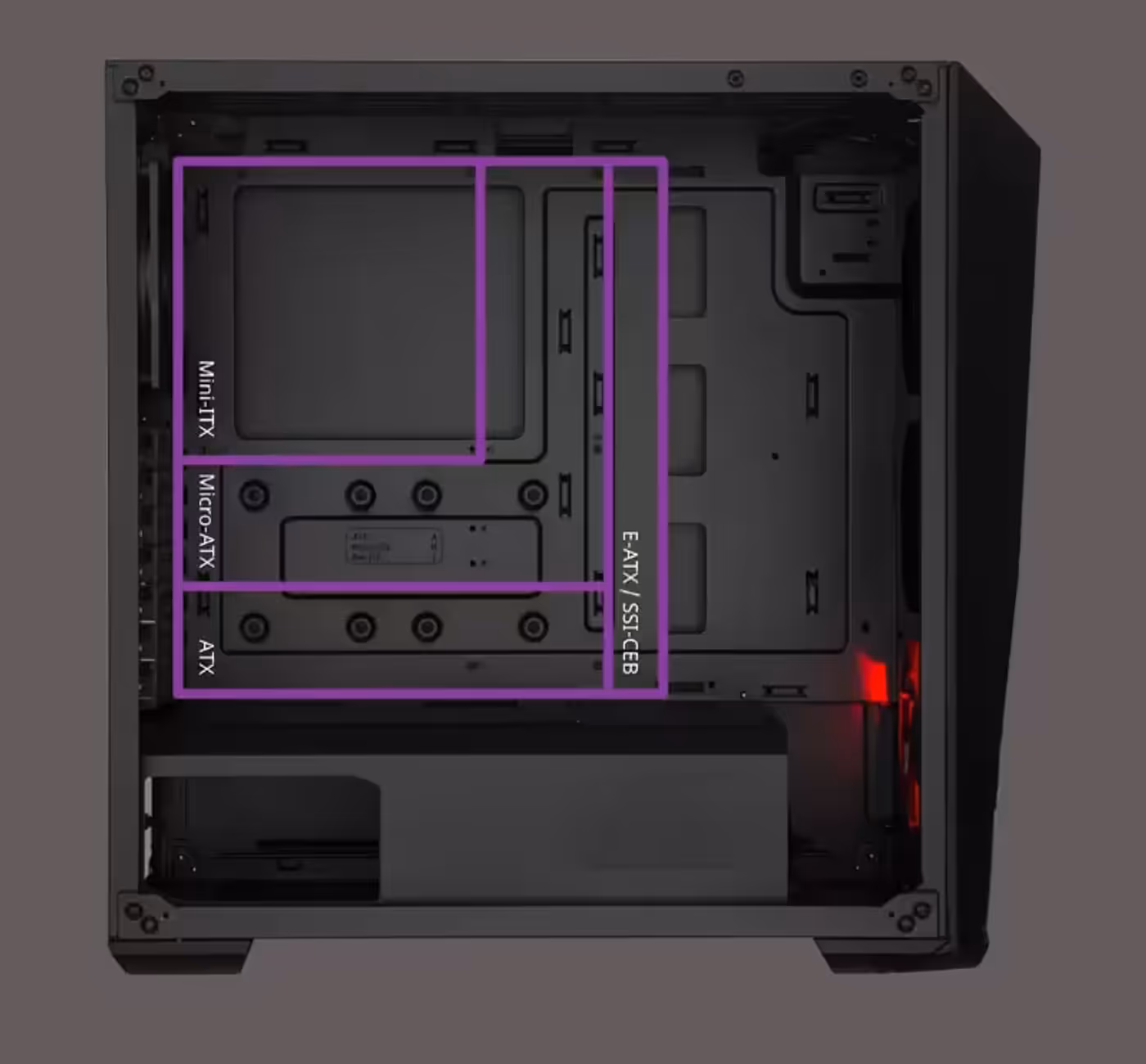 Cooler Master MasterBox K501L RGB Gaming Case - Motherboard Support