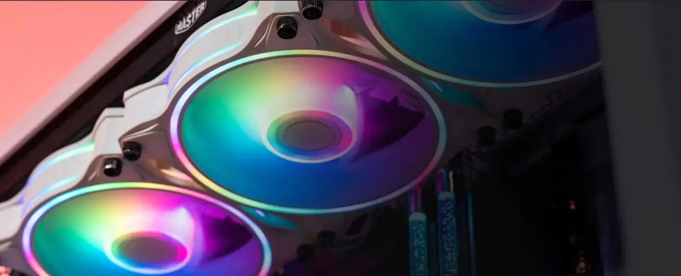 Cooler Master MF120 Halo RGB Case Fan White Edition overall design showcasing Dual Loop RGB lighting