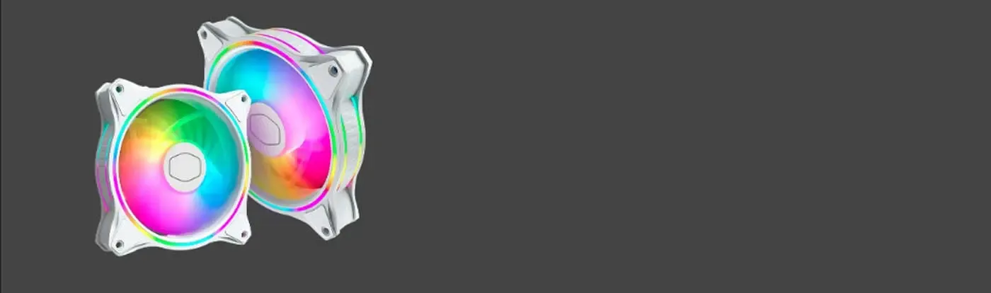 Cooler Master MF120 Halo White Edition dual loop addressable RGB fan highlighting high-pressure airflow capabilities