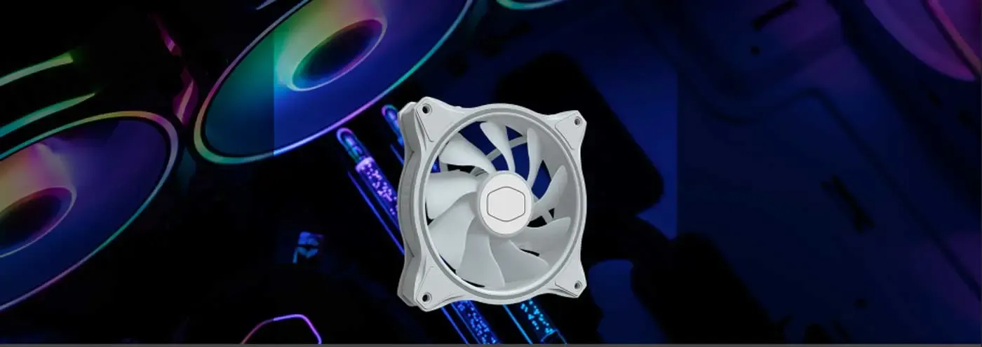 Graphic displaying the sound-absorbing materials and noise reduction technology of the MF120 Halo fan