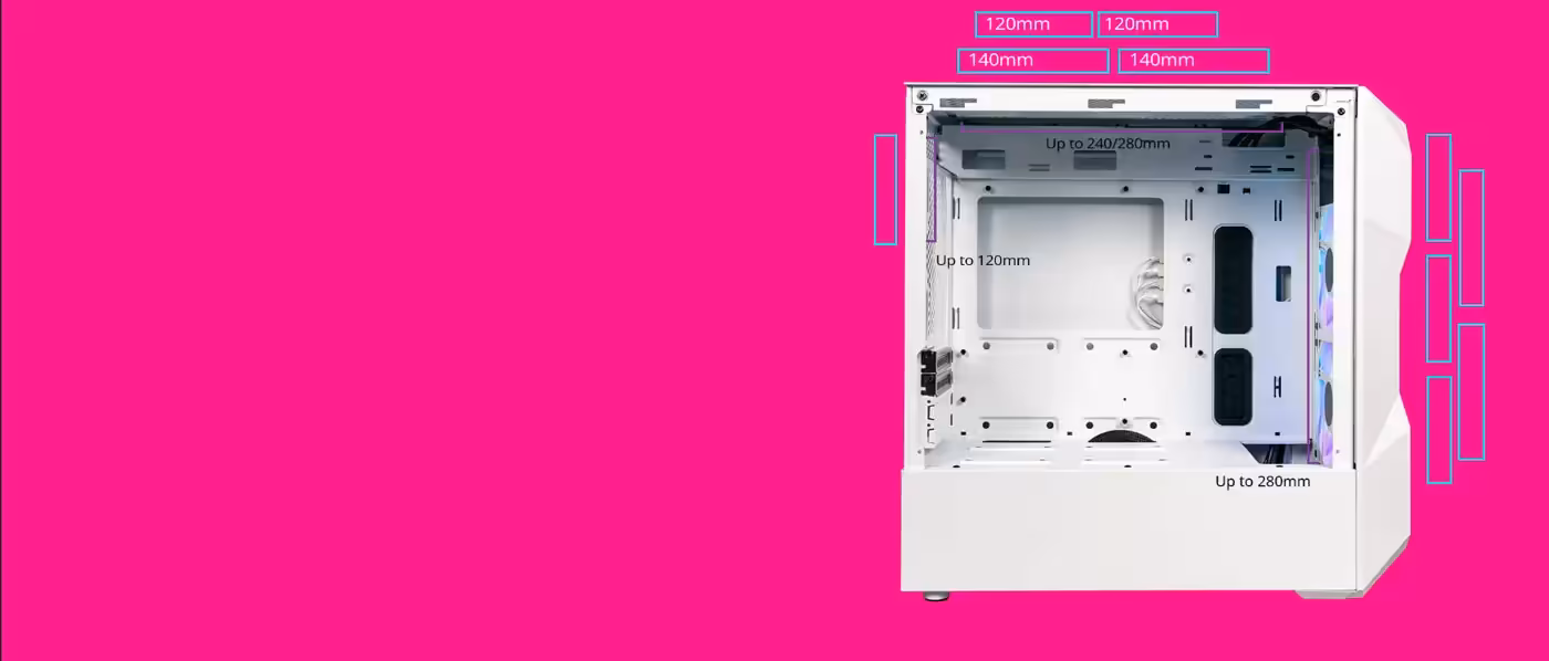 Cooler Master TD300 MESH Gaming Case Cooling Features - Desktop View