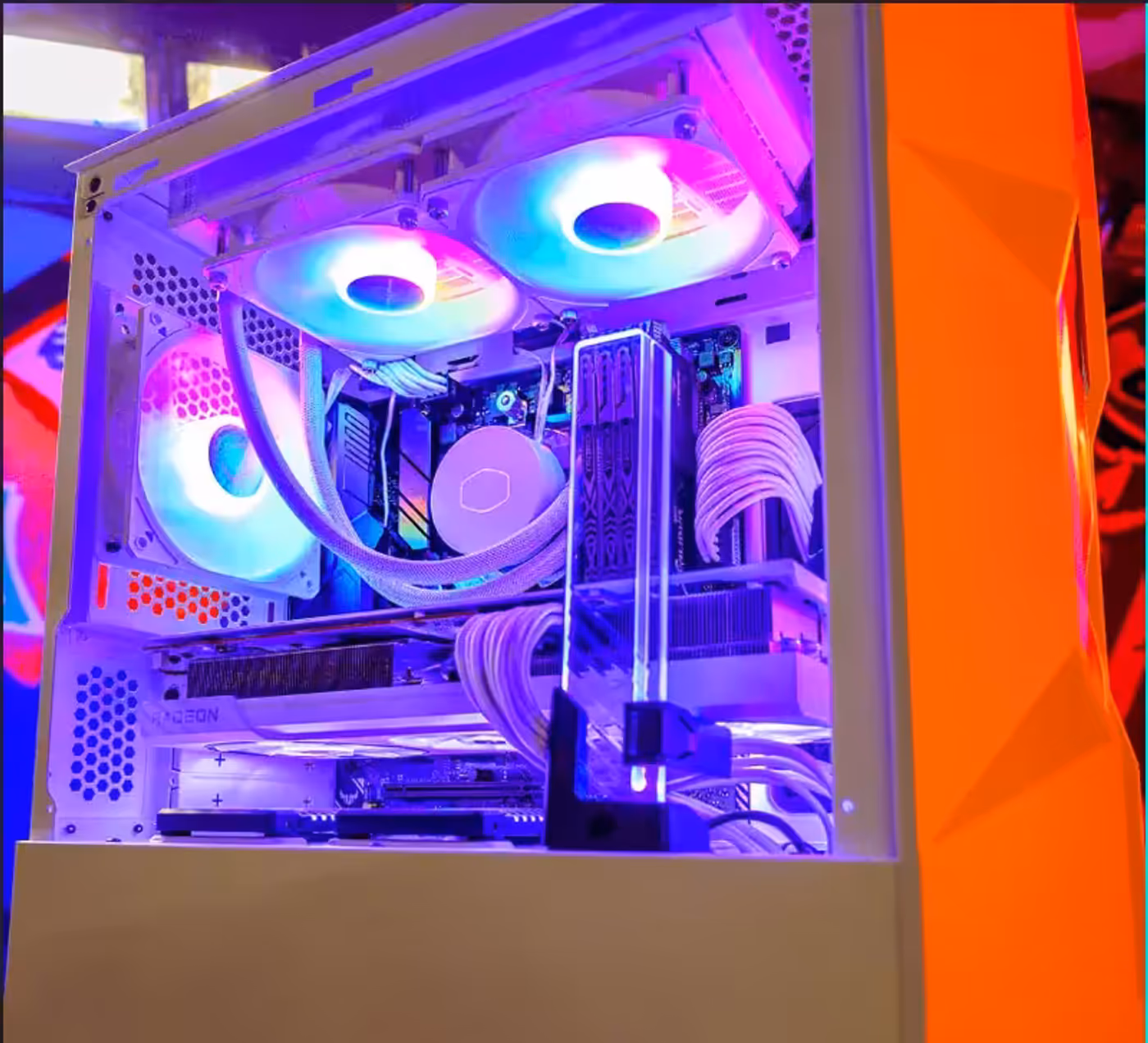 Interior of the Cooler Master TD300 Mesh visible through the tempered glass side panel