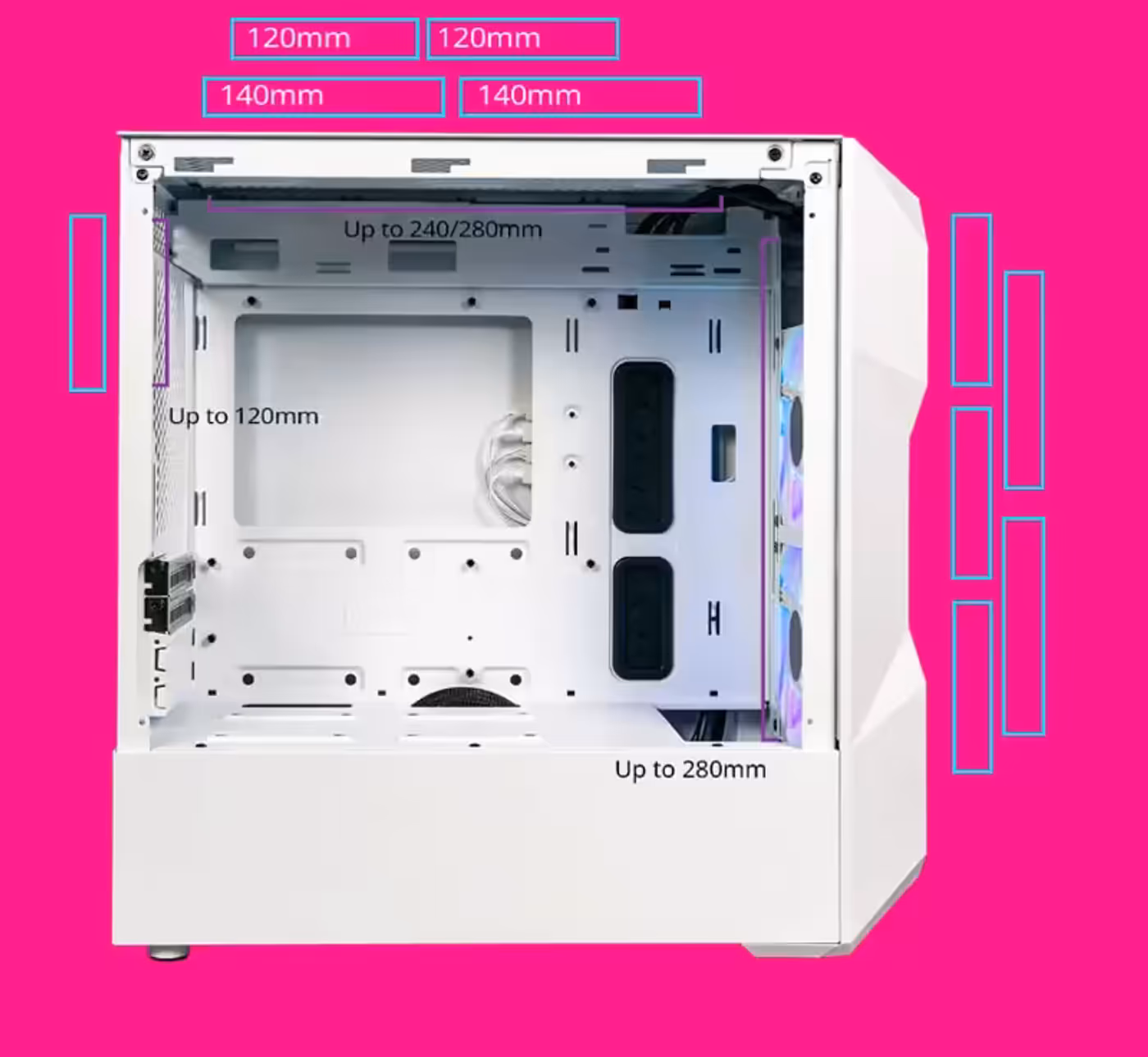 Diagram or overview showing fan and radiator placement options in the TD300 Mesh