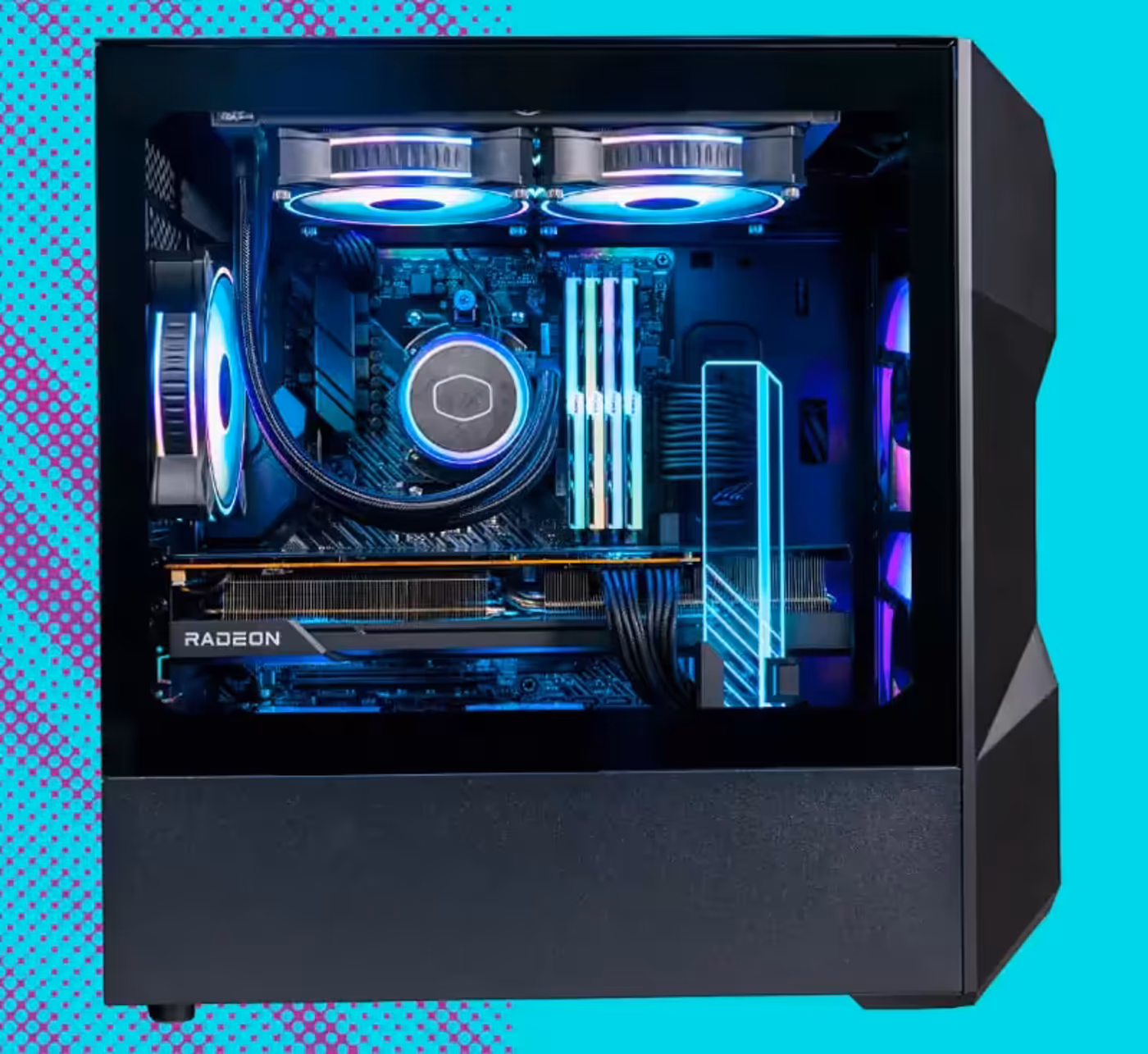 Interior space of the Cooler Master TD300 Mesh with room for graphics cards and coolers
