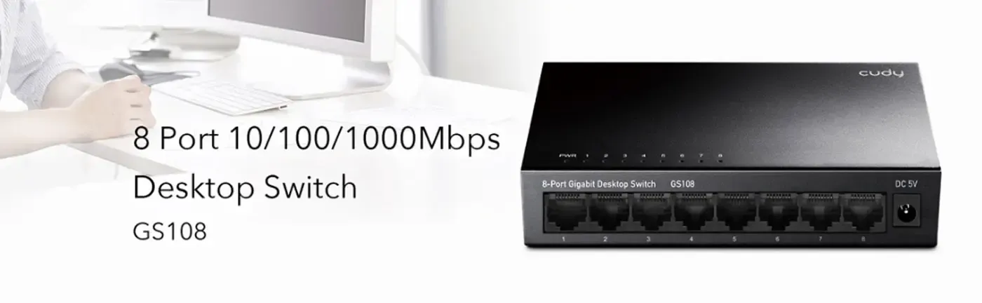 Cudy 8-Port Gigabit Metal Switch for high-speed network connectivity