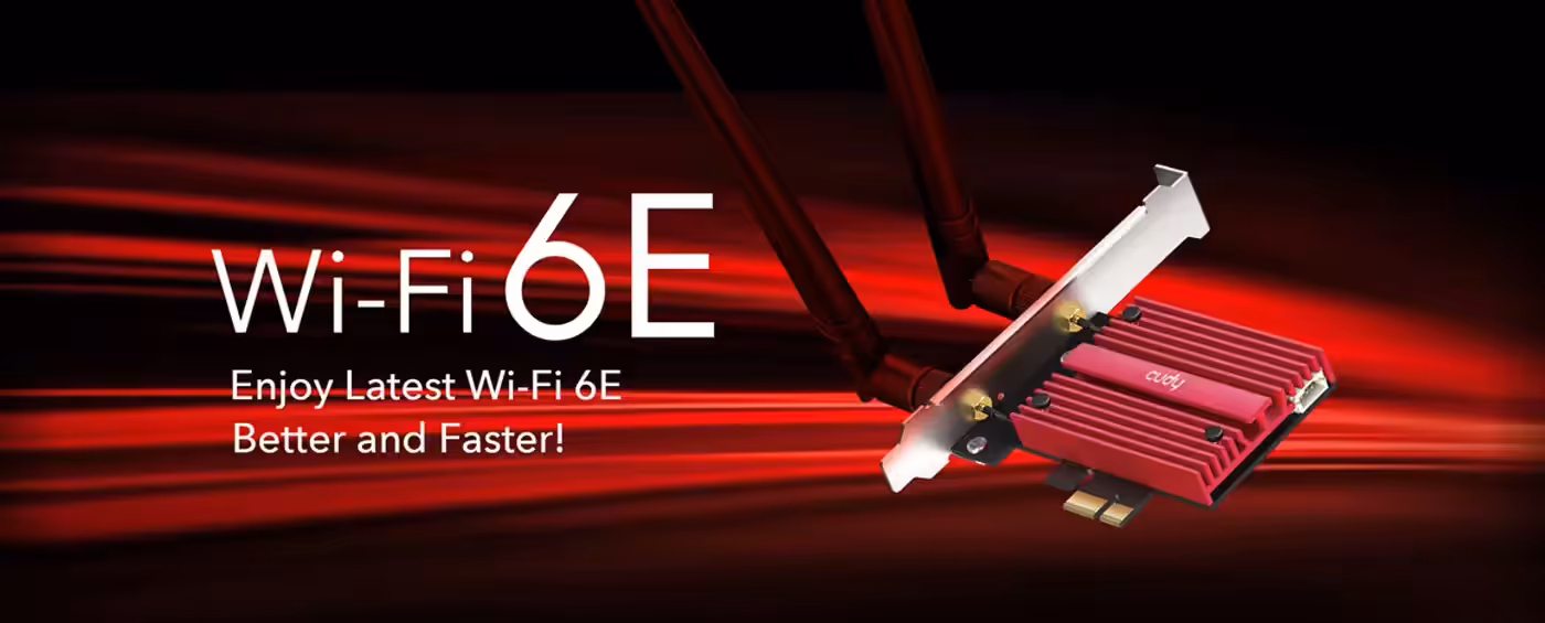 Cudy Wrs AX5400 PCI-E WiFi 6E card with its antennas attached