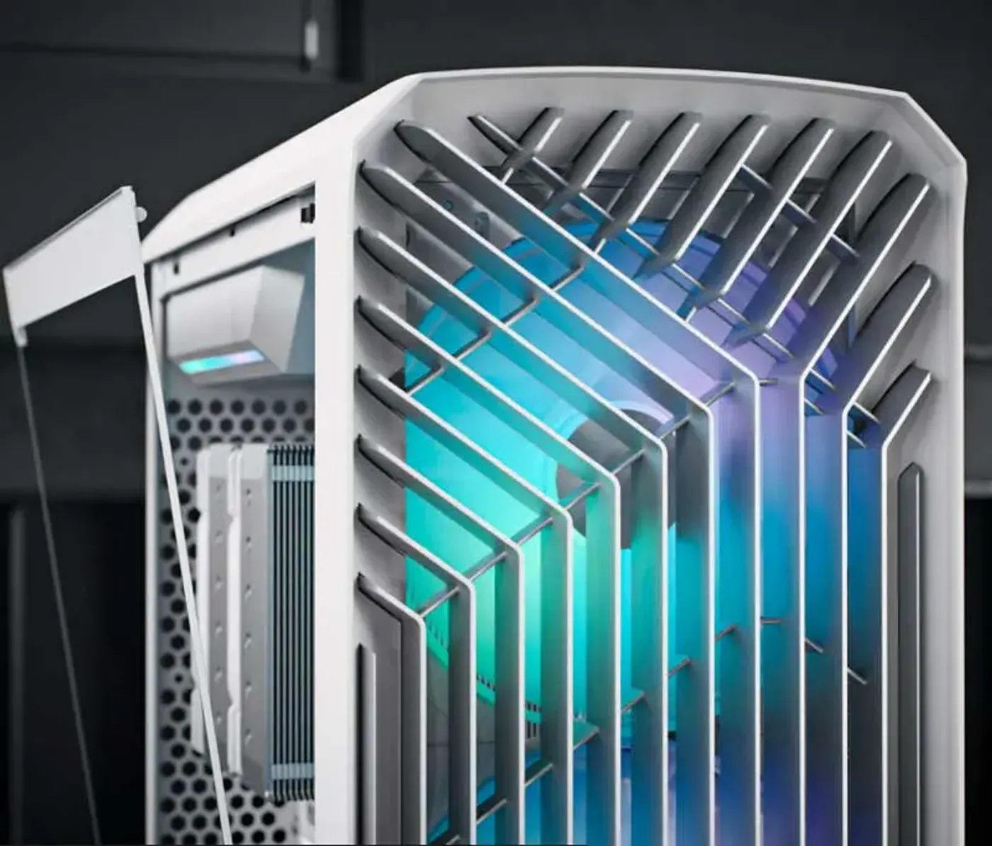 Dark tint tempered glass panel and illuminated PSU shroud on the Torrent Compact