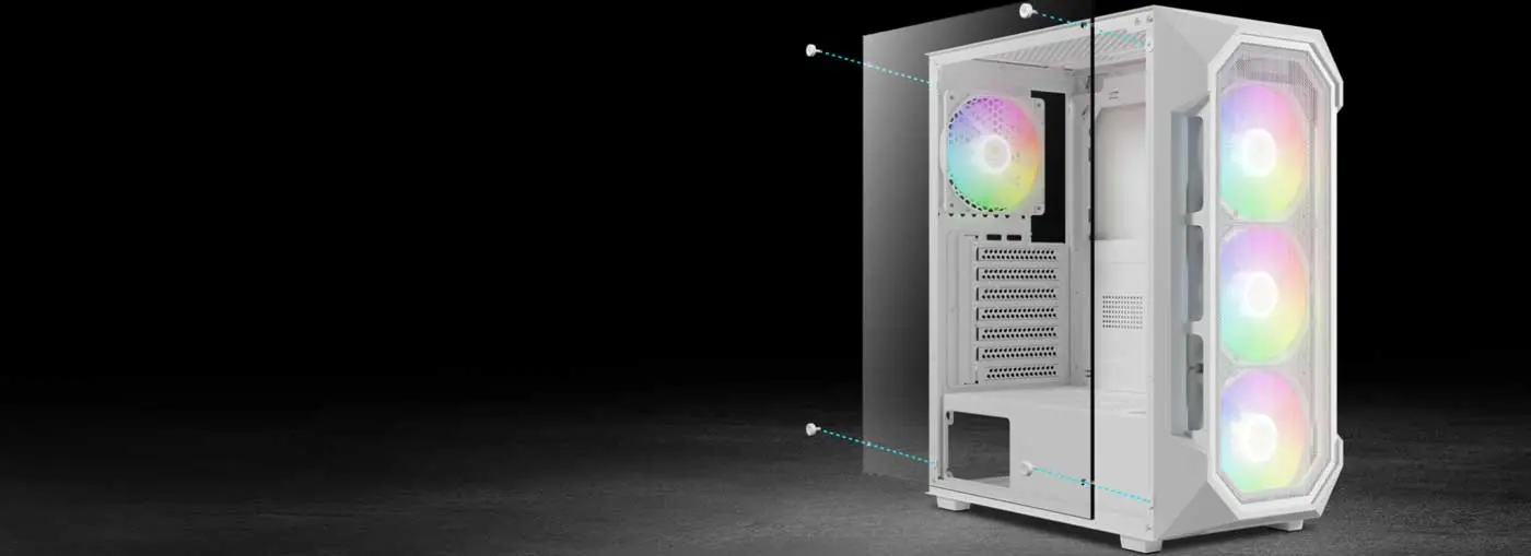 Gamdias AURA GC1 Elite Gaming Case Tempered Glass - Desktop View