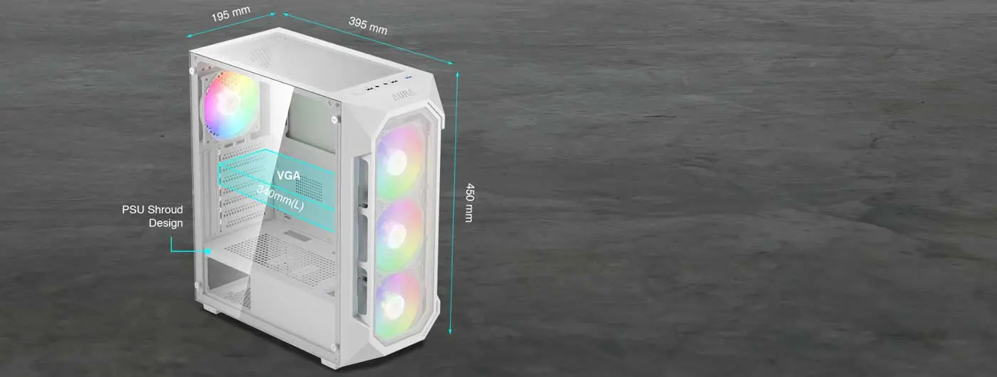Gamdias AURA GC1 Elite Gaming Case Compact Design - Desktop View