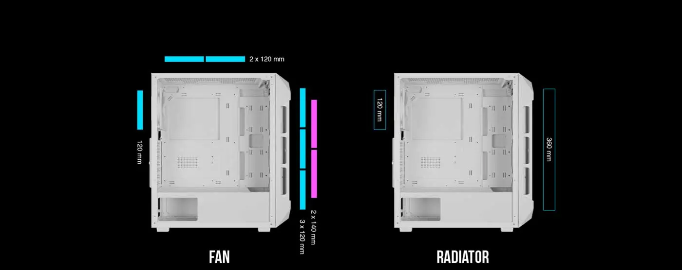 Gamdias AURA GC1 Elite Gaming Case Cooling Support - Desktop View