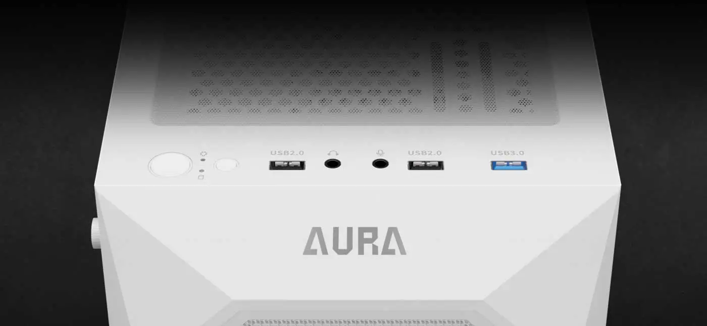 Gamdias AURA GC1 Elite Gaming Case I/O Panel - Desktop View