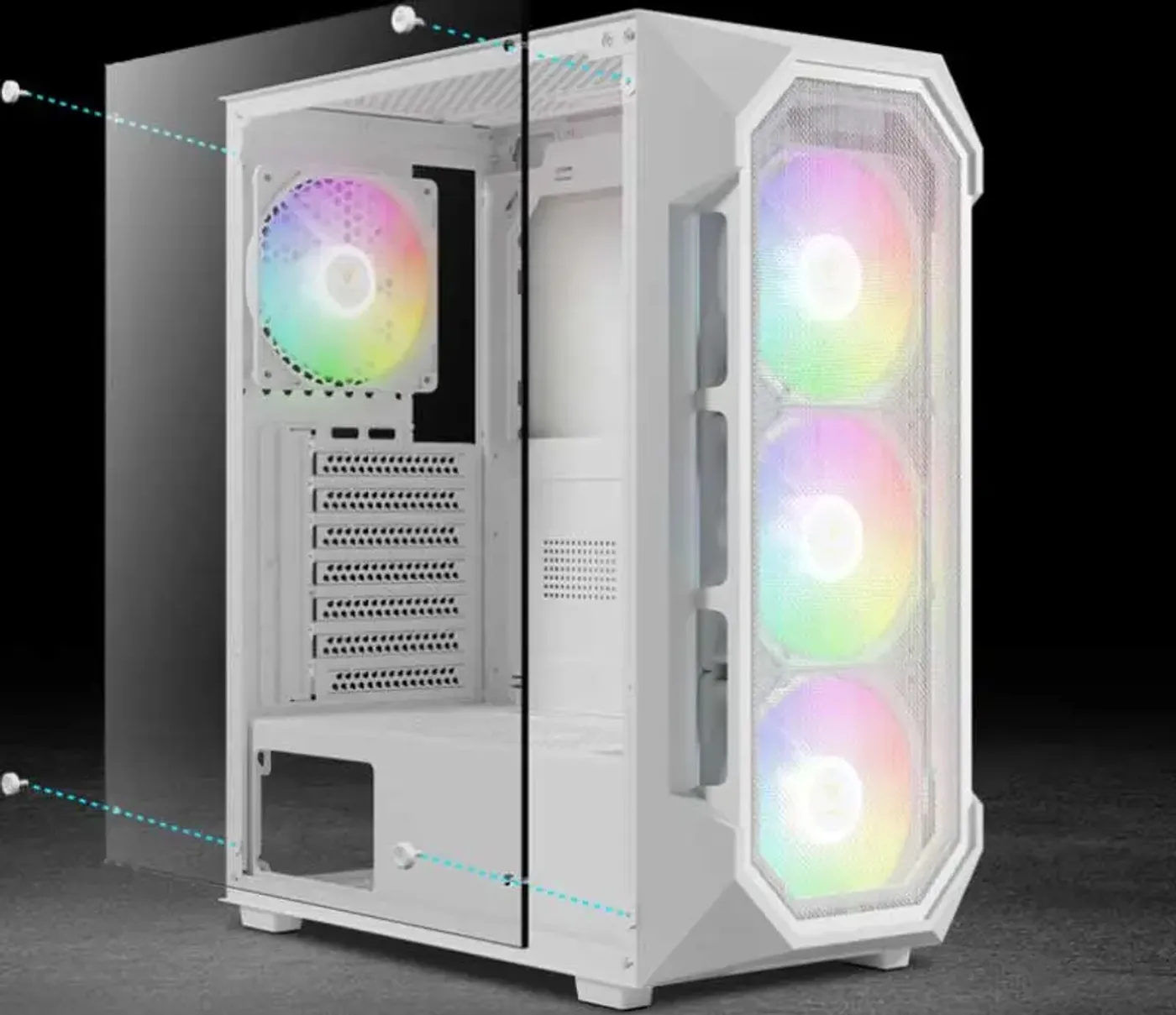 Gamdias AURA GC1 Elite Gaming Case Tempered Glass - Desktop View