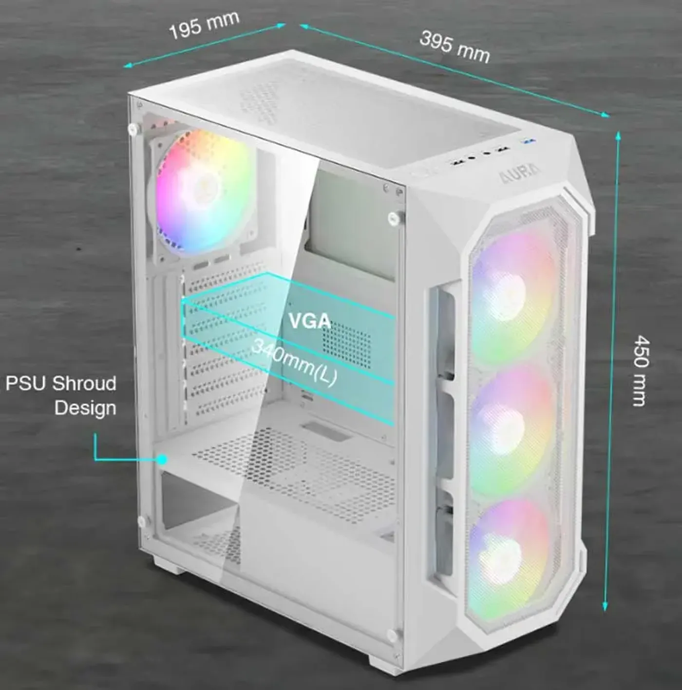 Gamdias AURA GC1 Elite Gaming Case Compact Design - Desktop View