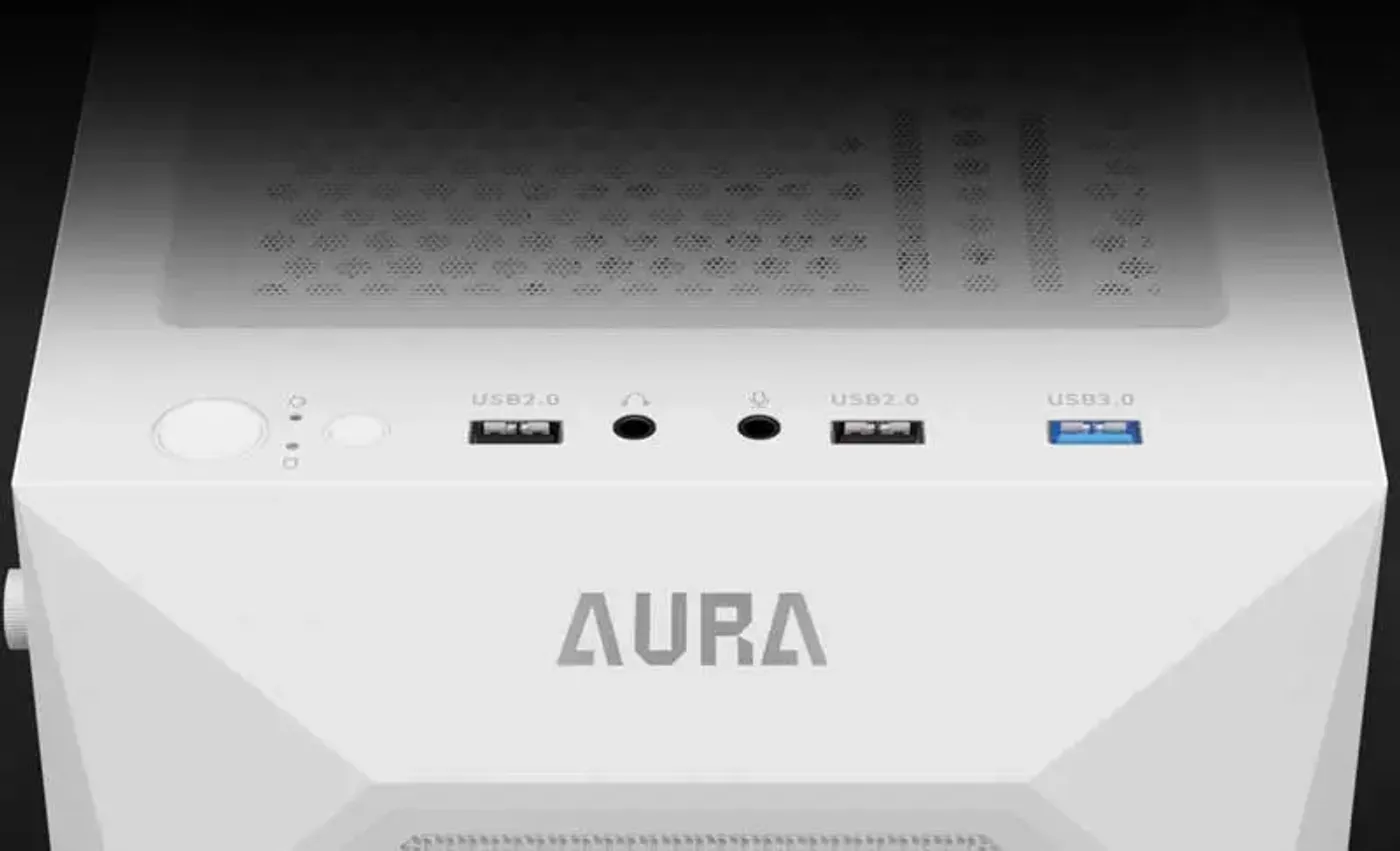 Gamdias AURA GC1 Elite Gaming Case I/O Panel - Desktop View