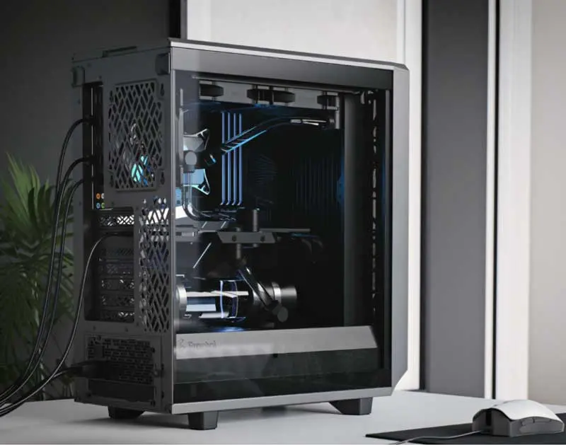 Internal cooling setup of Fractal Design Meshify 2 Compact Case