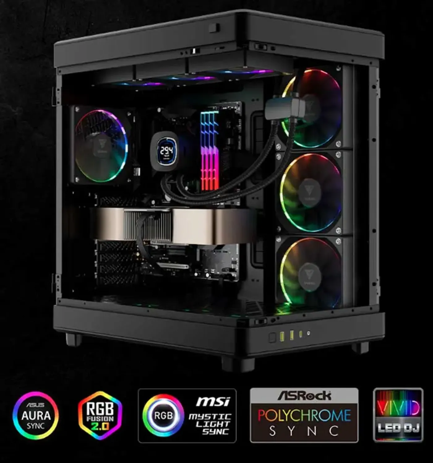 Customizable ARGB lighting effects on Gamdias CHIONE M4-420 fans