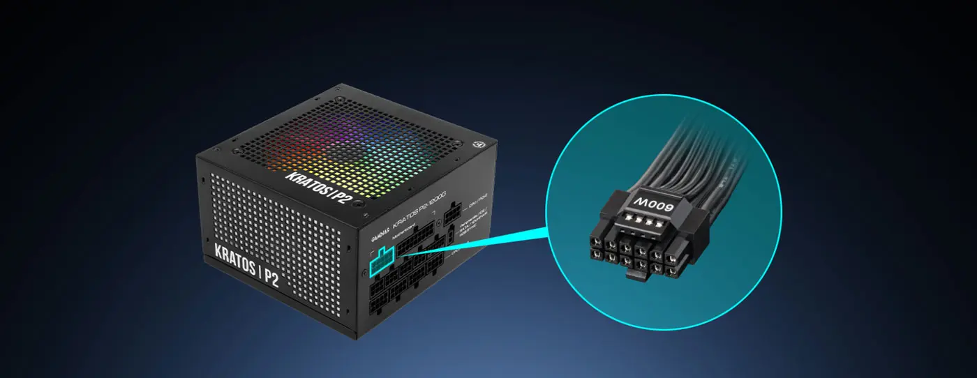 Gamdias KRATOS P2-1200G Modular Power Supply with 16-PIN Cable