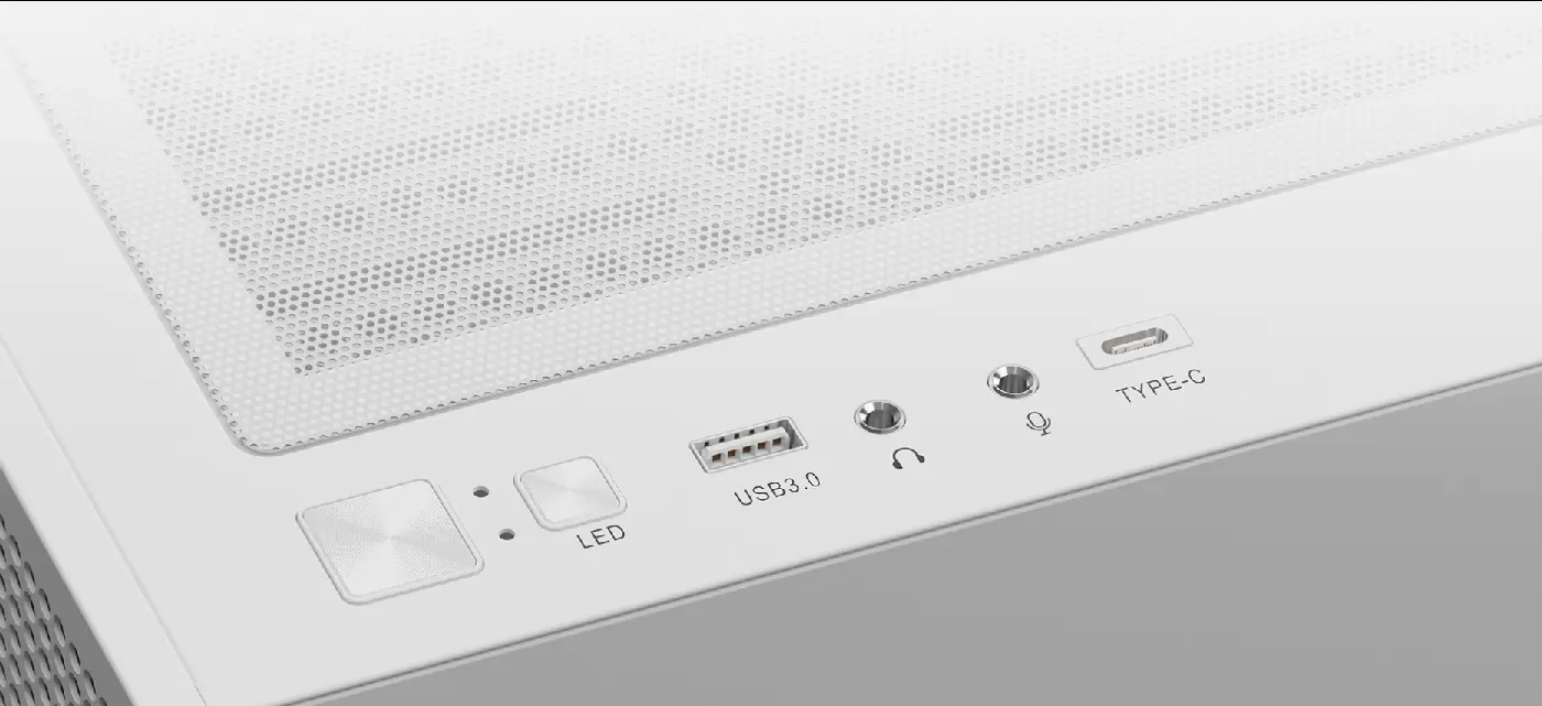 Gamdias TALOS E3 MESH Elite White Gaming Case - I/O Panel