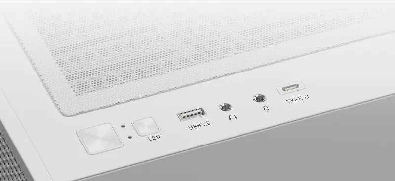 Gamdias TALOS E3 MESH Elite White Gaming Case - I/O Panel