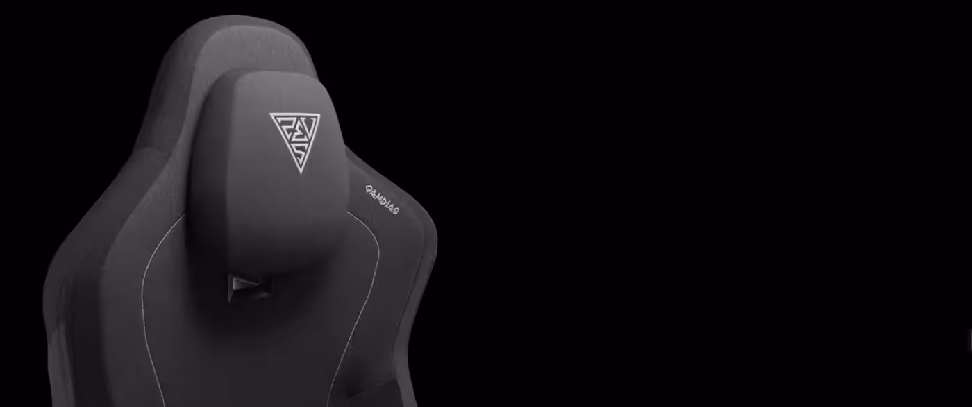 Rail-mounted memory foam headrest on the Gamdias Zelus M3 Weave chair