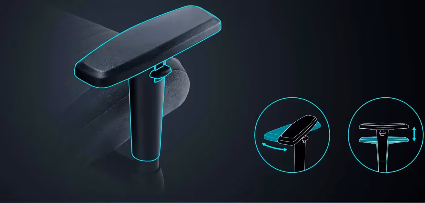 2D adjustable armrest on the Gamdias Zelus M3 Weave gaming chair