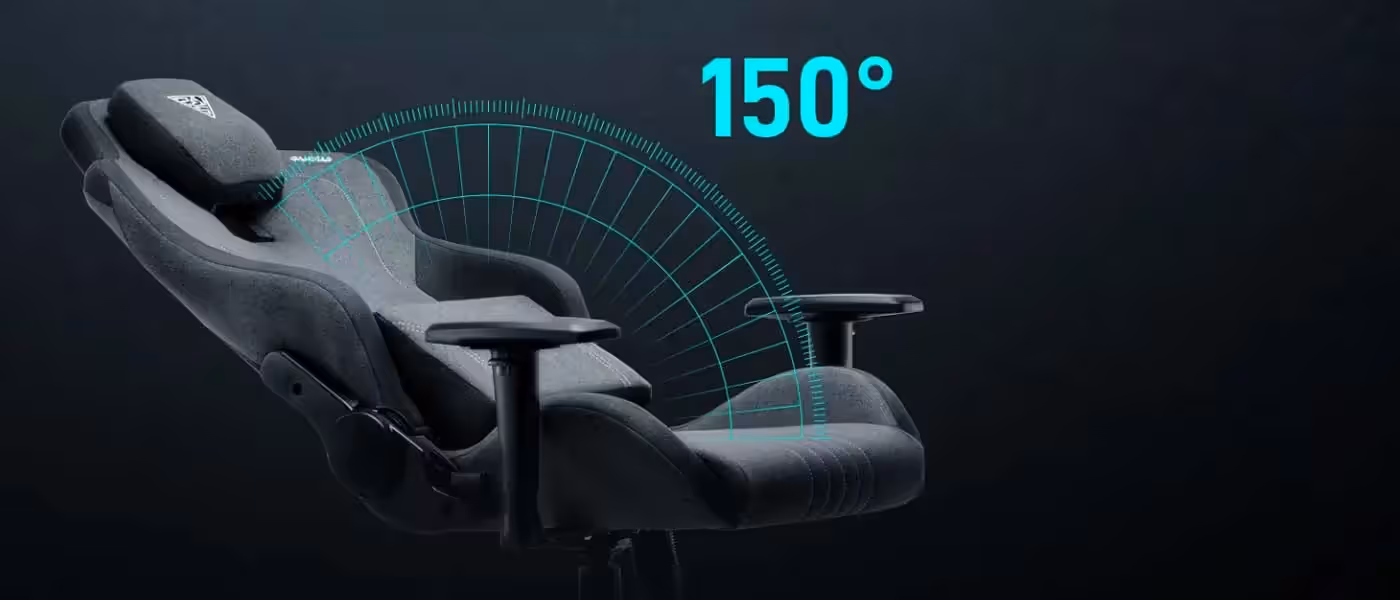 Gamdias Zelus M3 Weave chair reclined to show its 150 degree backrest range