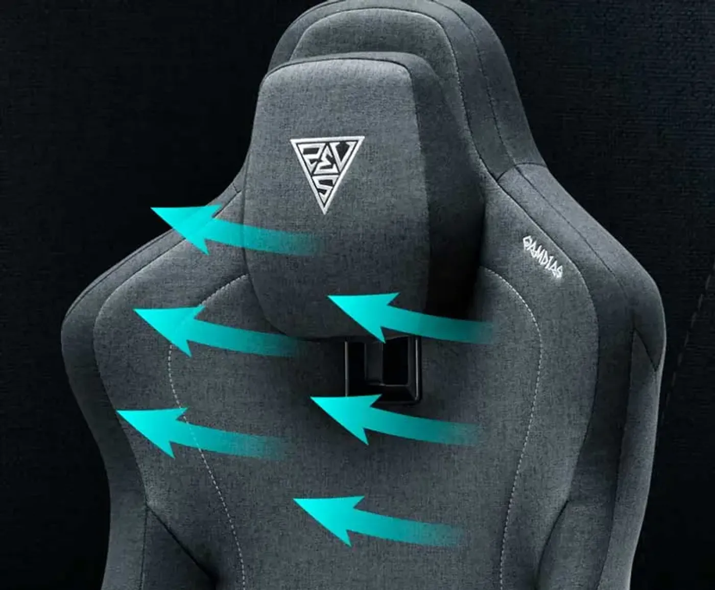 Close up of the premium breathable fabric used on the Gamdias Zelus M3