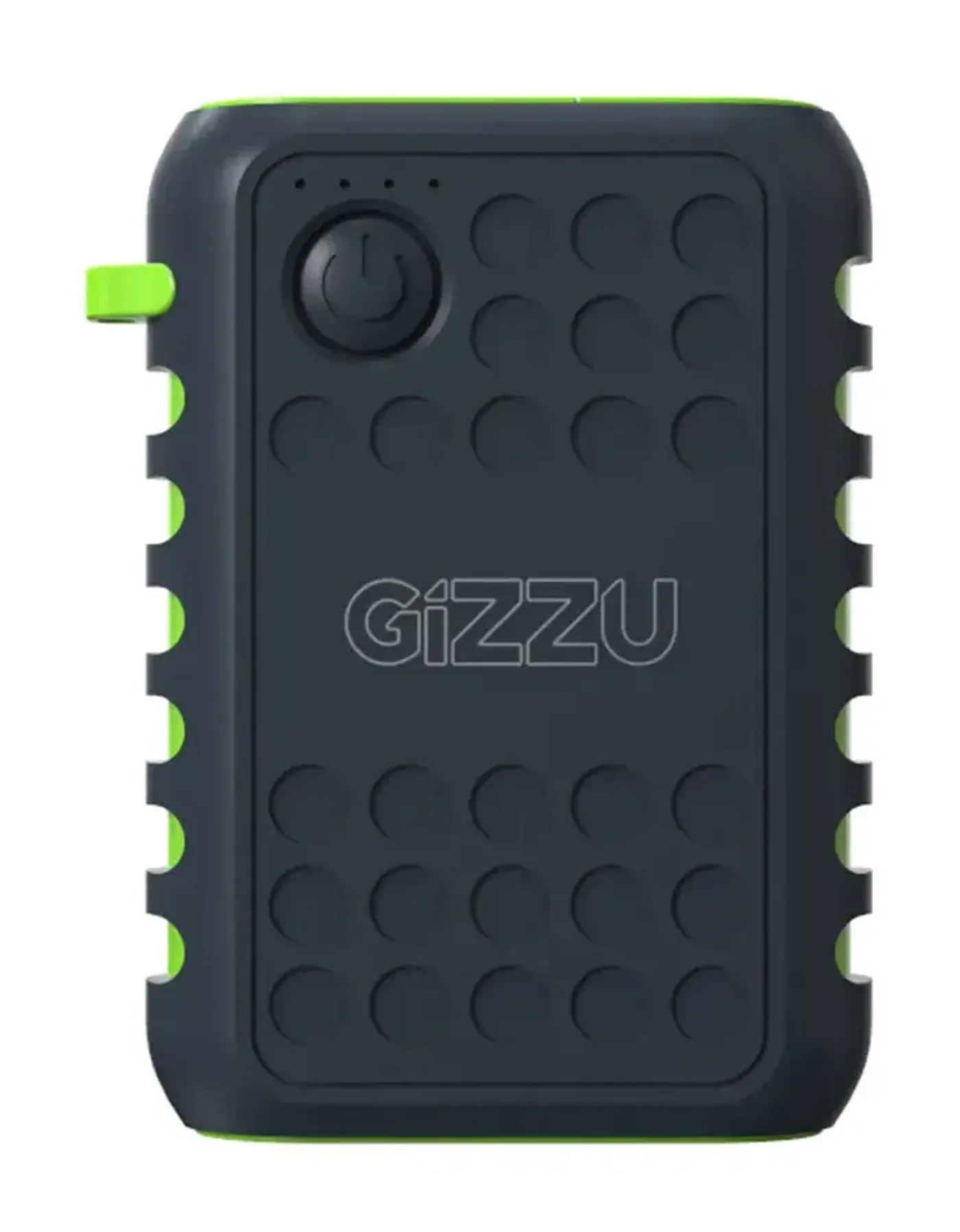 Gizzu Rugged 10000mAh power bank showing its USB Type-C and USB-A output ports