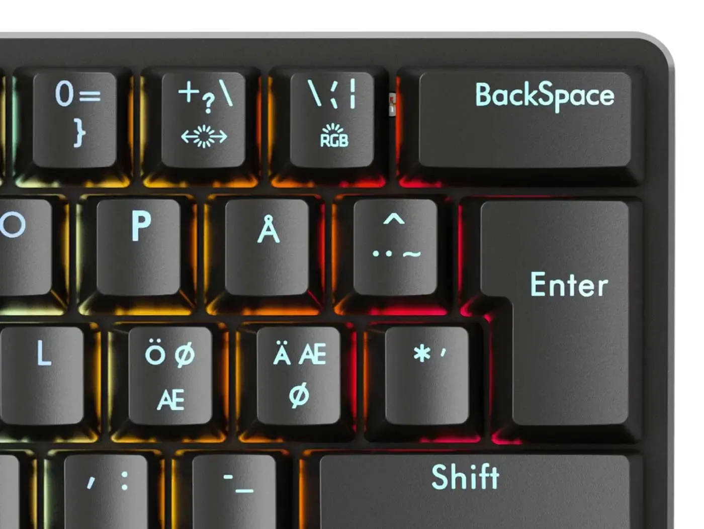 Close view of durable keycaps on the Glorious GMMK Compact