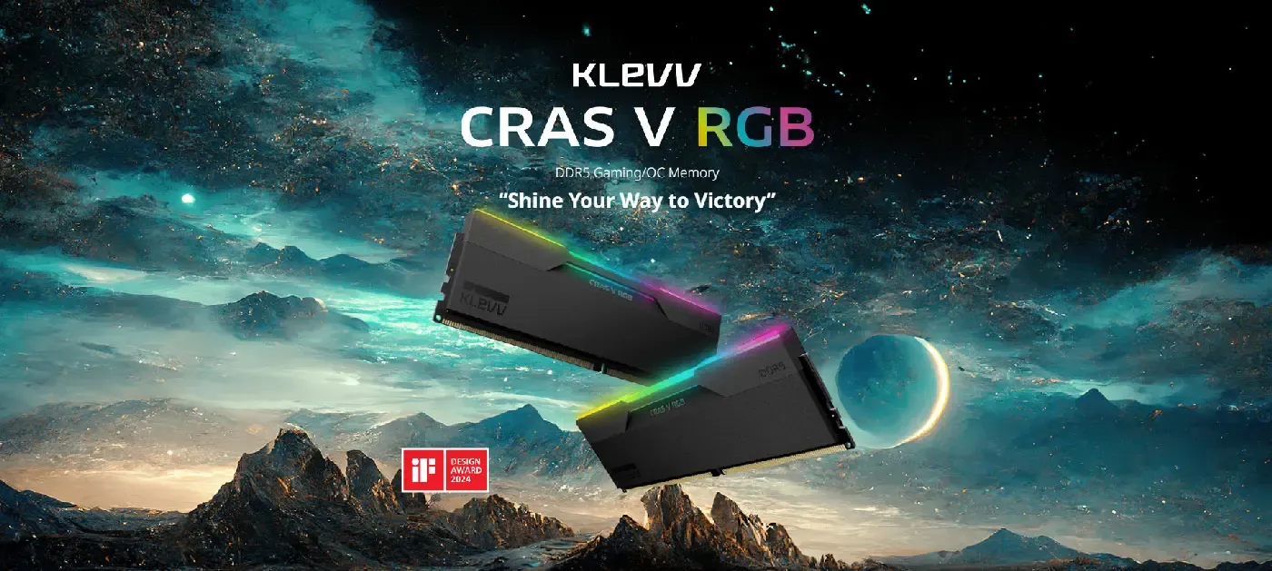 KLEVV CRAS V RGB DDR5 memory modules with illuminated diffuser bars