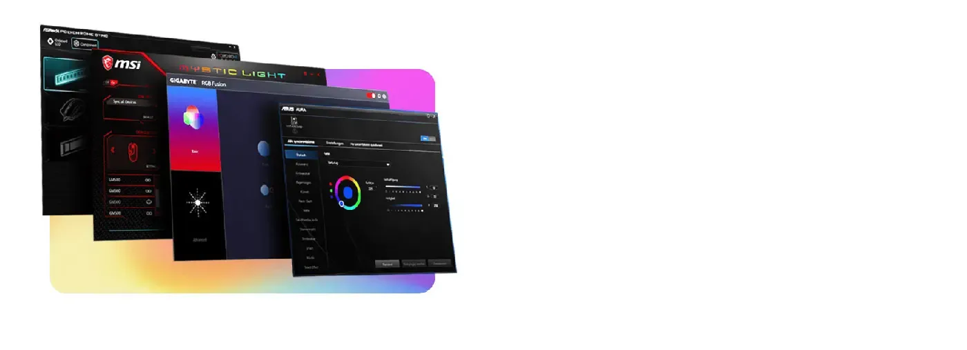 KLEVV CRAS V RGB lighting being customised through motherboard RGB software