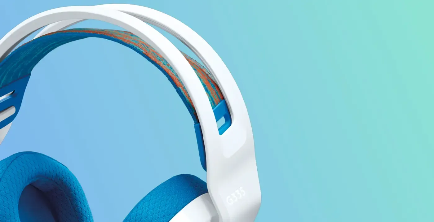 Reversible Logitech G335 headband straps and coordinated earpads in several colours