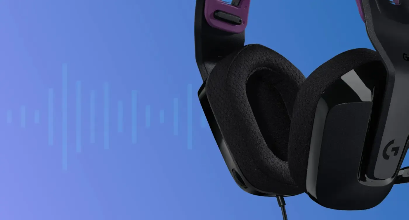 Cutaway showing the 40mm neodymium driver inside the Logitech G335 ear cup