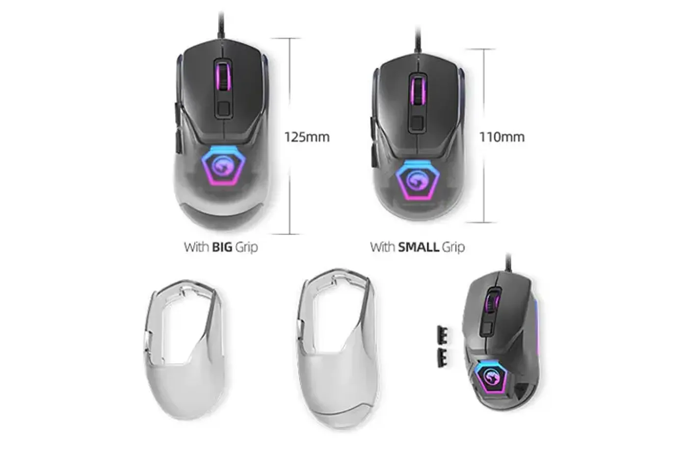 MARVO Z Fit Lite gaming mouse with interchangeable grip covers