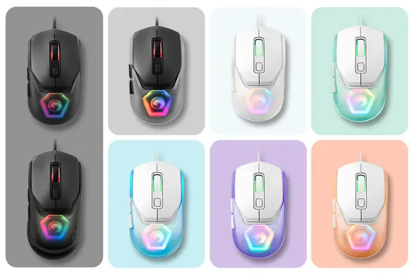 MARVO Z Fit Lite gaming mouse showing seven available cover colors