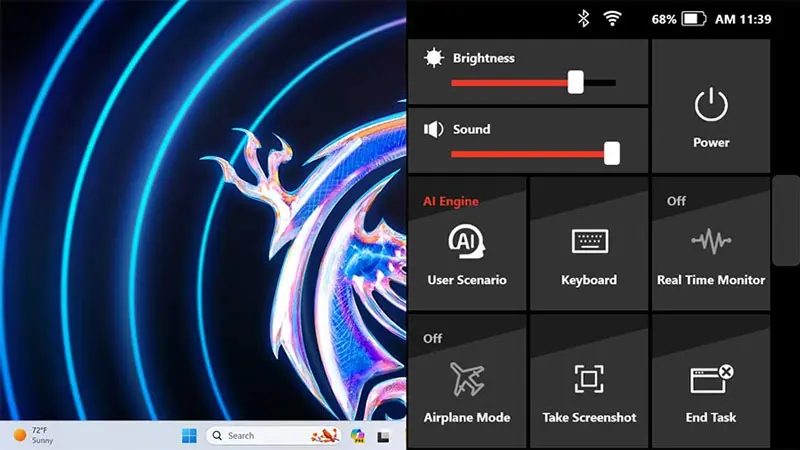 MSI Claw A1M Control Mode Feature