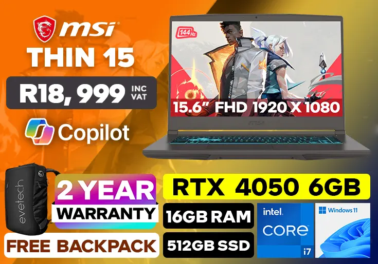 msi thin 15 b12ve core i7 rtx 4050 gaming laptop