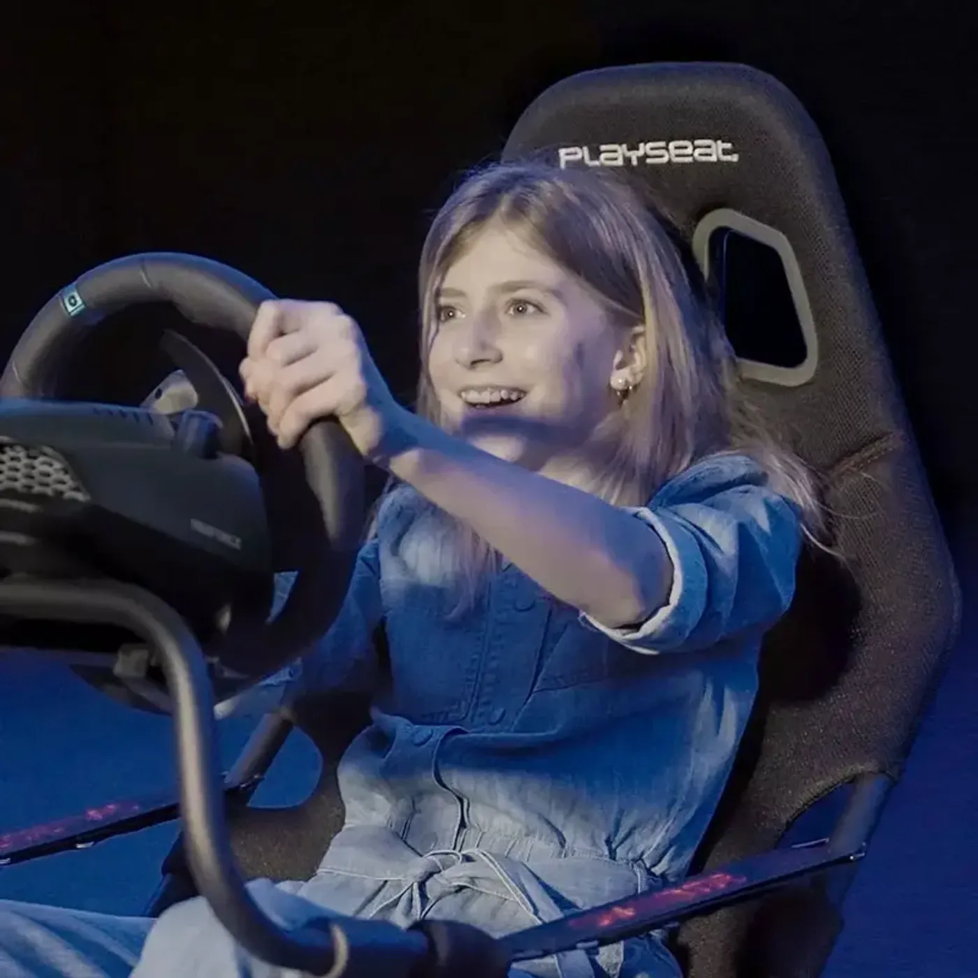 Steel frame of the Playseat Challenge racing simulator seat viewed from the side