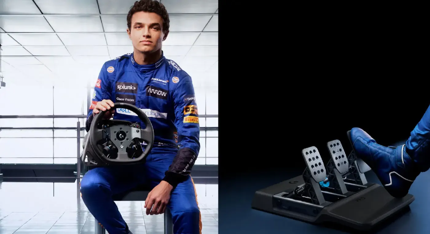 Logitech G PRO wheel and pedals mounted on the Playseat Trophy